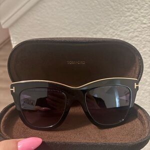 Tom Ford Black Sunglasses with Sleek Wraparound Design